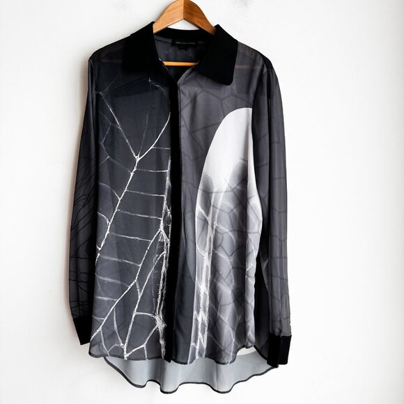 Marie Saint Pierre Sheer Long Sleeve Button up Blouse 3/XL - Picture 2 of 7